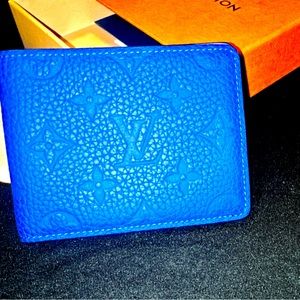 Louis Vuitton Blue Taurillon Leather Slender Wallet